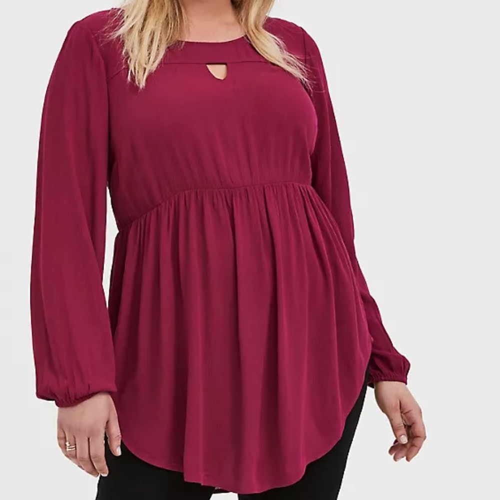 NWT 〰️Torrid〰️ red wine gauze babydoll tunic 0X